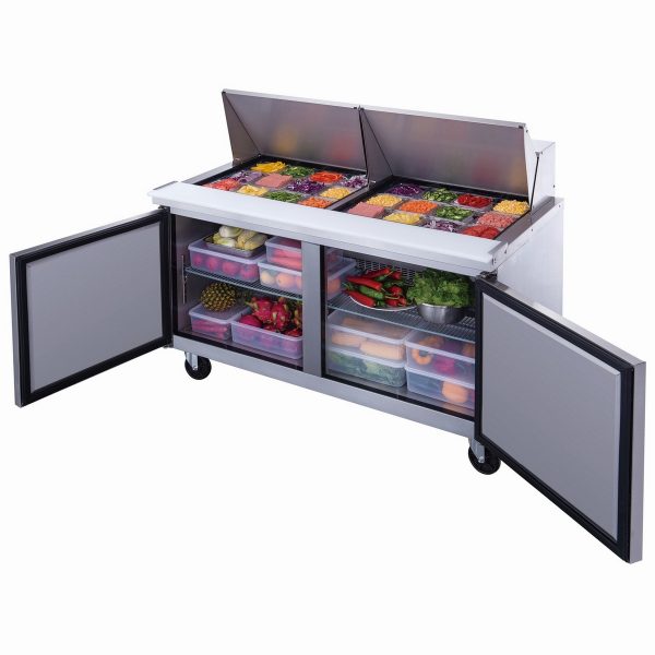 DSP60-24M-S2 2-Door Commercial Food Prep Table Refrigerator in Stainless Steel with Mega Top - Image 3