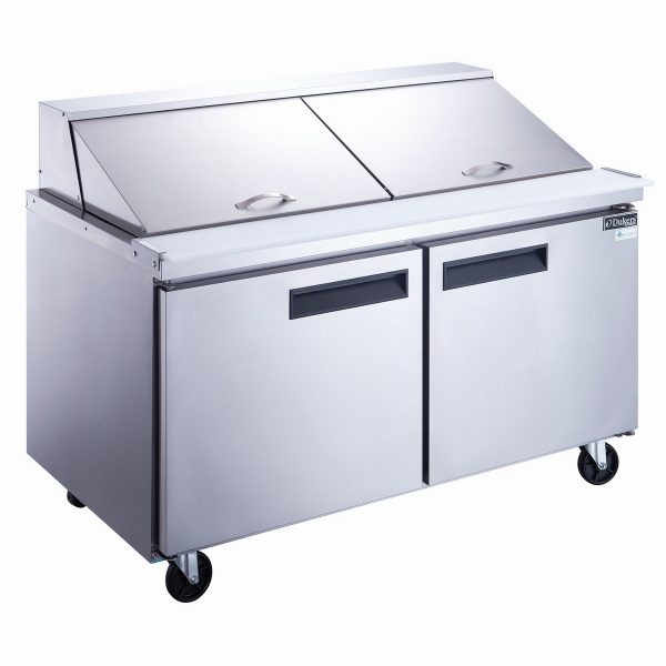 DSP60-24M-S2 2-Door Commercial Food Prep Table Refrigerator in Stainless Steel with Mega Top - Image 2
